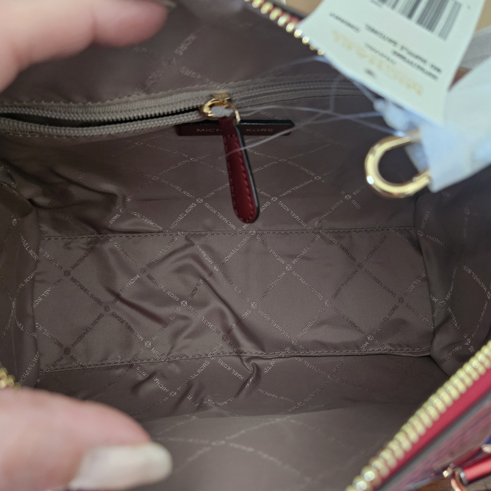 Michael Kors Metallic Rose Pink MK-Embossed Satchel - Picture 13 of 13
